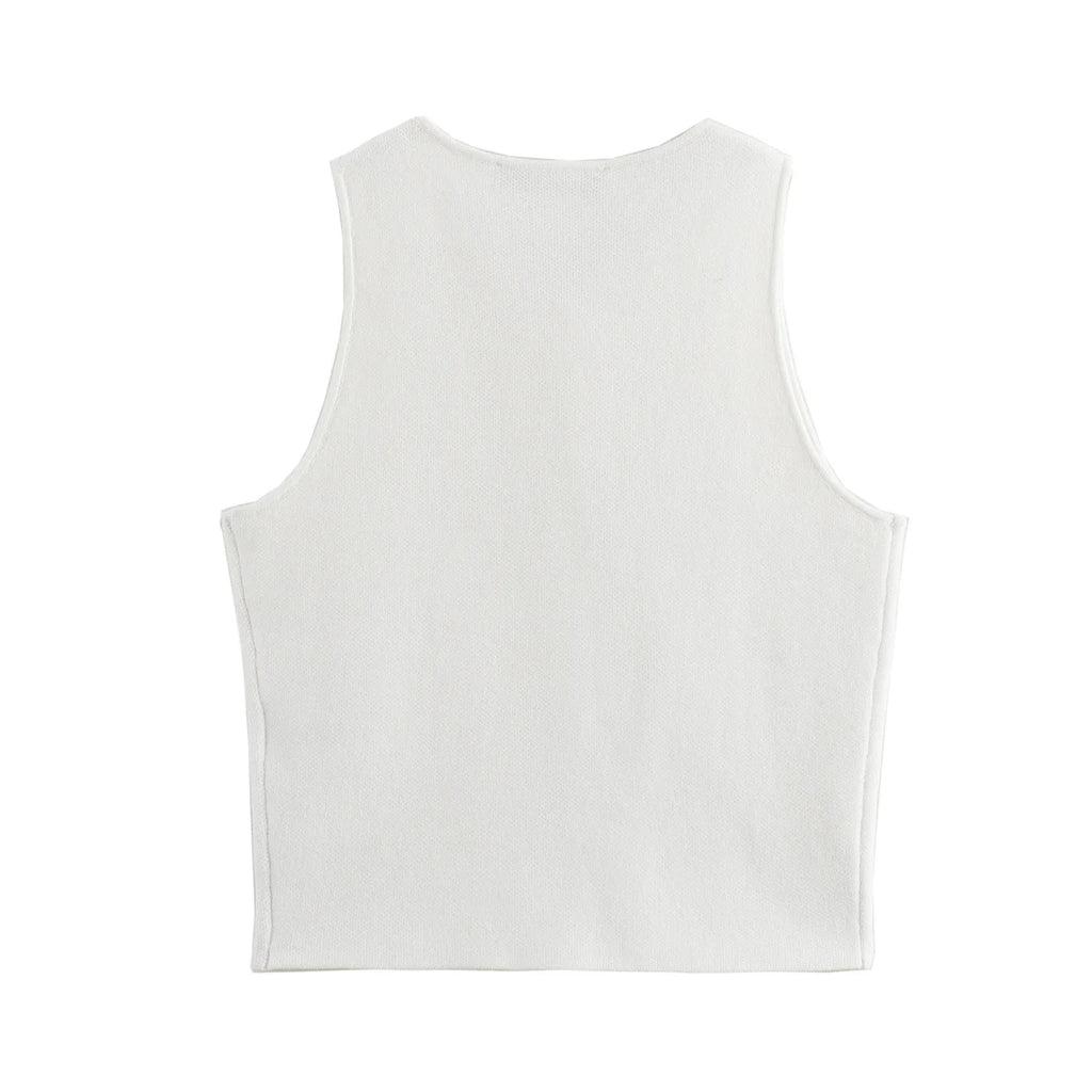 Lunarie Pure Knit Top: Refined Minimalism in White Knitwear