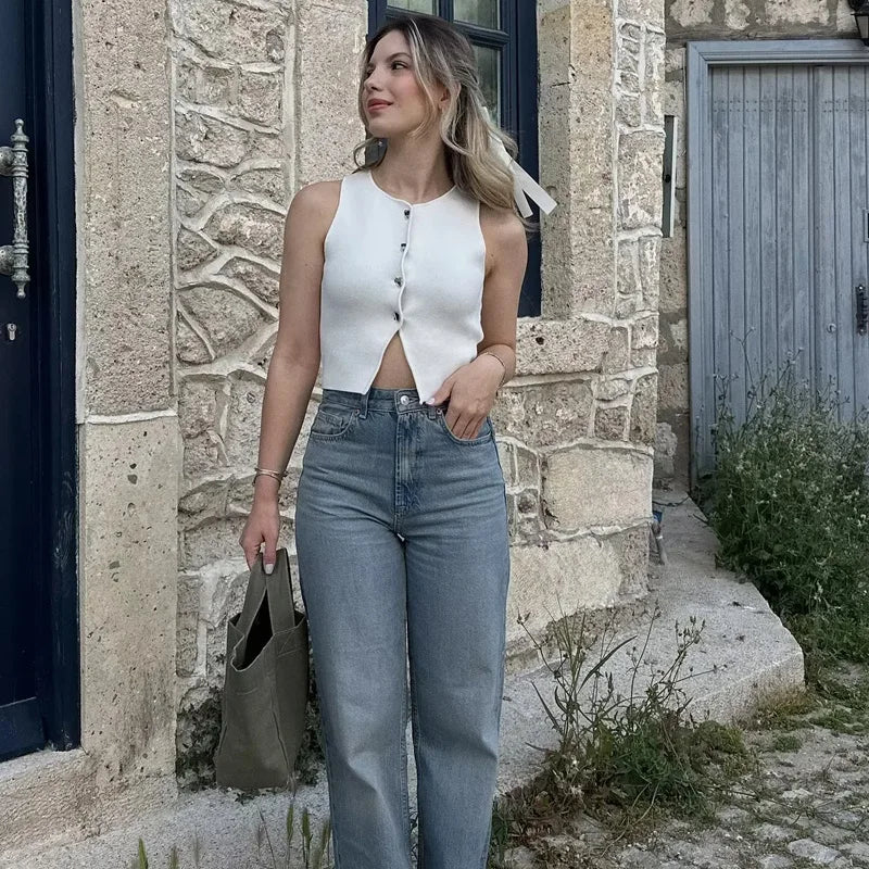 Lunarie Elite Knit Vest: Asymmetric Minimalism & Modernity