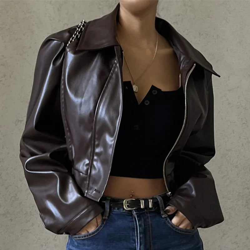 Lunarie Faux Leather Jacket: Urban Luxury with Exclusive Details