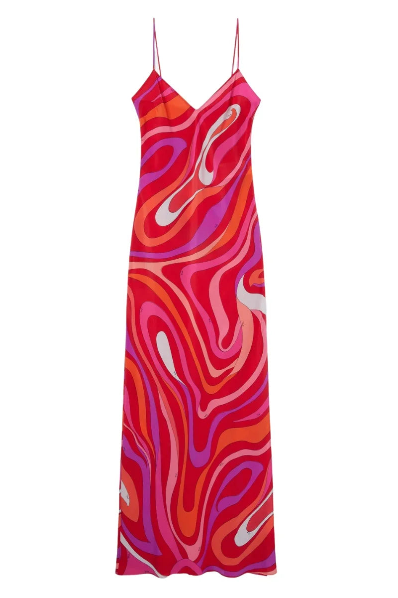 Lunarie Rainbow Whisper Dress: Fairycore Elegance with Delicate Straps and Midi Split