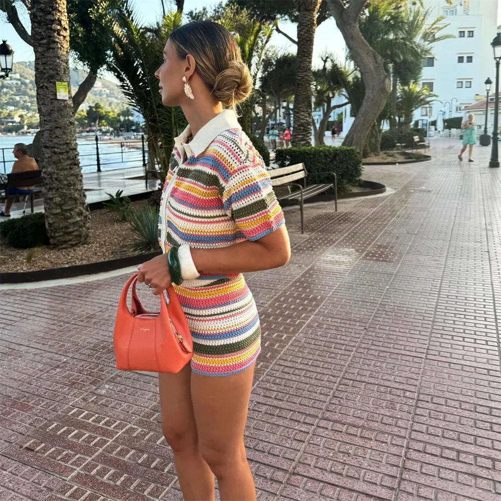 Lunarie Striped Polo Set: Refined Timelessness for Autumn