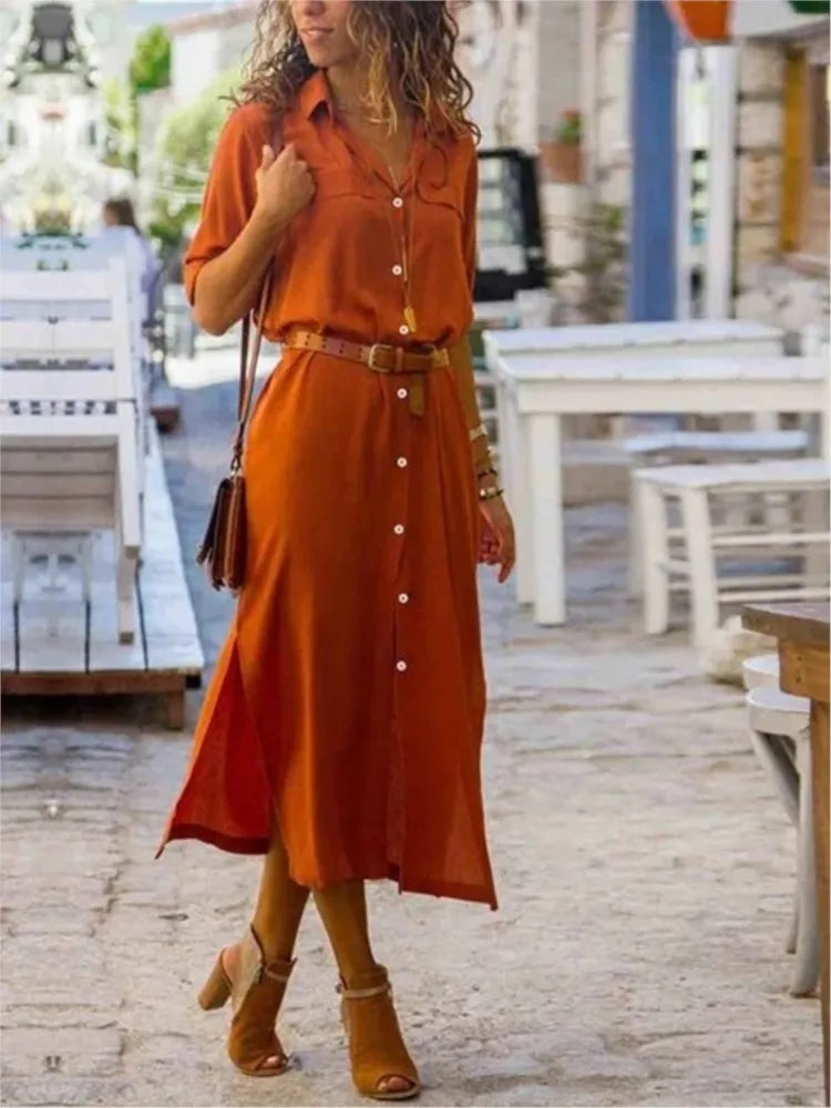 Lunarie Lapel Luxe Dress: Effortless Elegance with a Contemporary Touch
