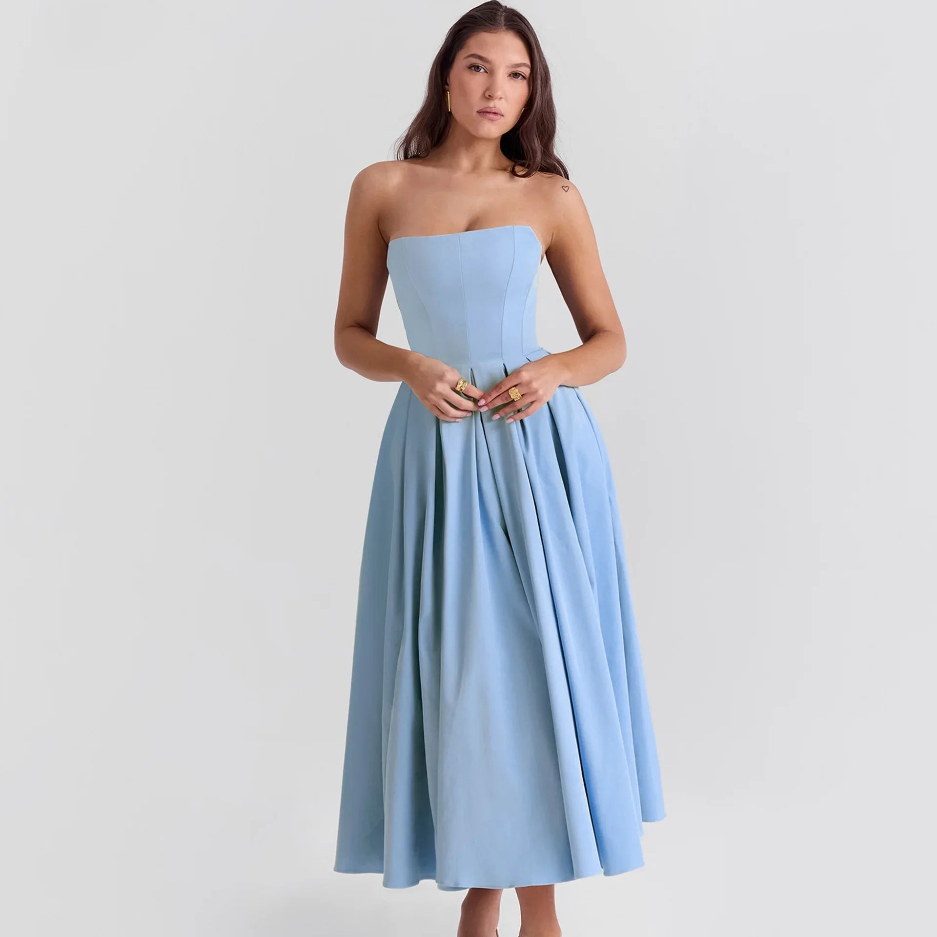Lunarie Soleil Dress: Strapless Elegance and Fluid Silhouette for Summer
