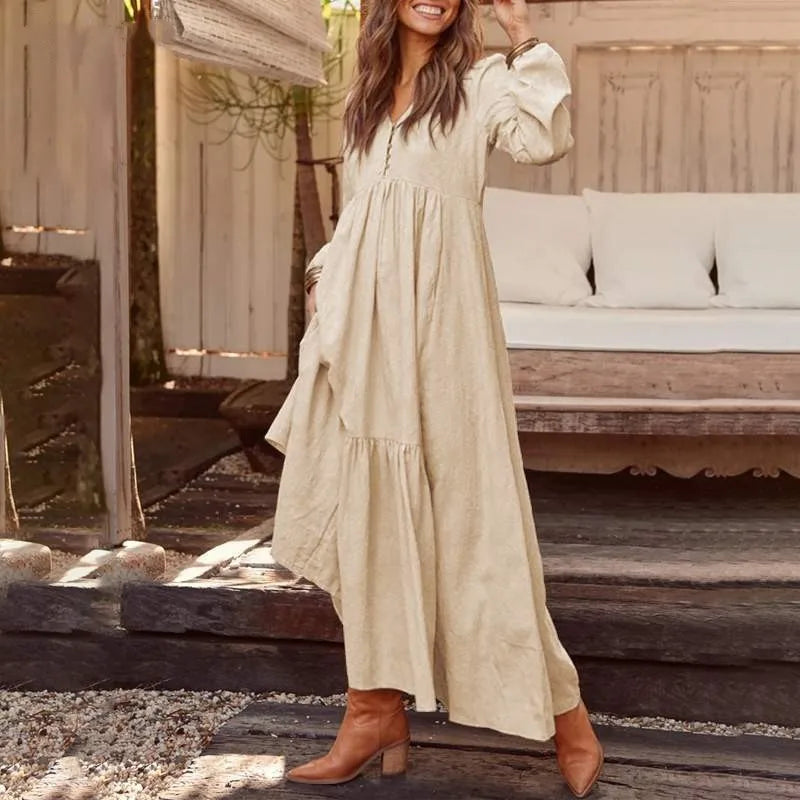 Lunarie Cotton Retro Dress: Vintage Elegance and Timeless Comfort