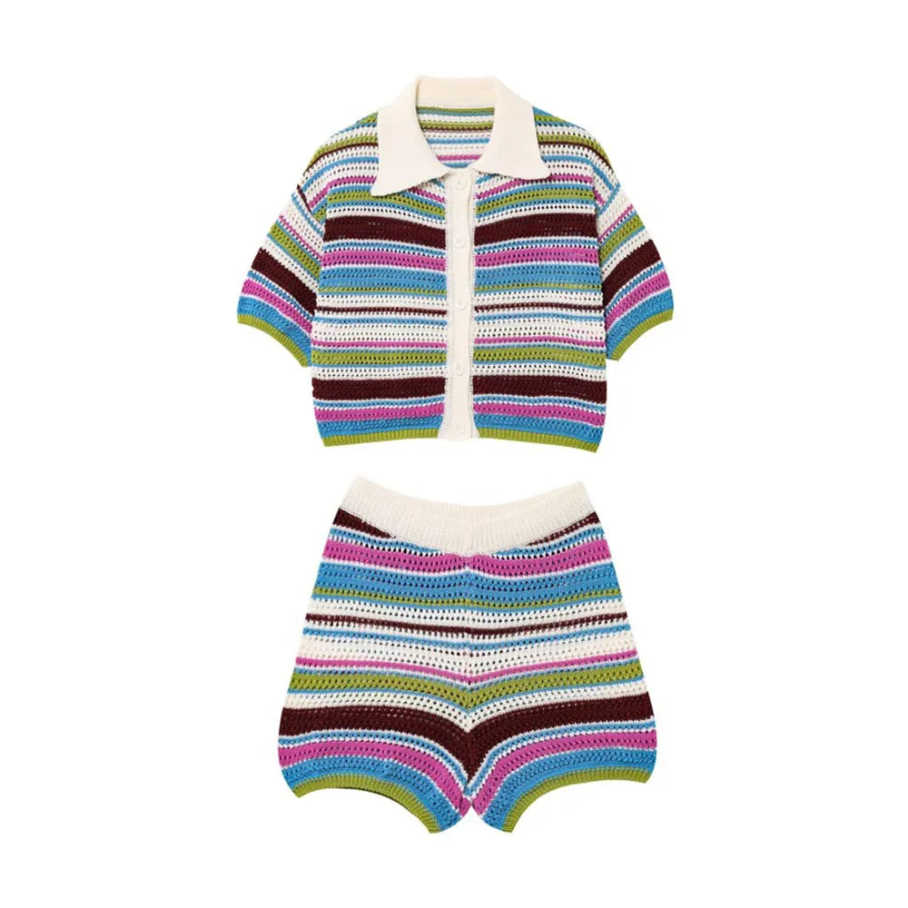 Lunarie Striped Polo Set: Refined Timelessness for Autumn