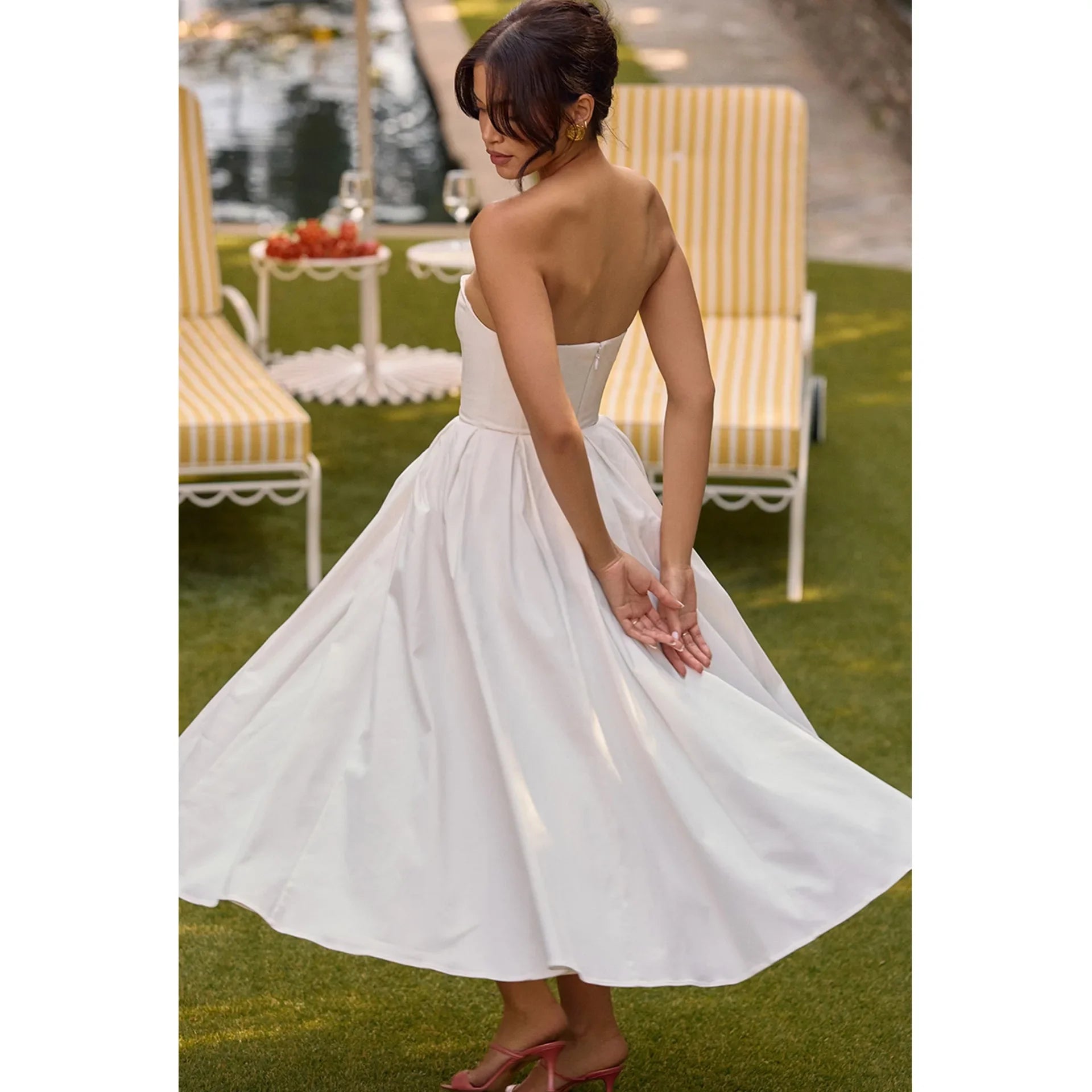 Lunarie Soleil Dress: Strapless Elegance and Fluid Silhouette for Summer