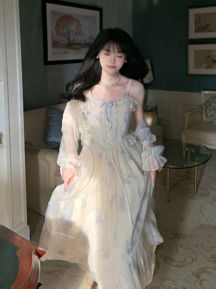Lunarie Fairy Elegance Dress: Vintage Midi with Ruffles and A-Line Silhouette for Autumn