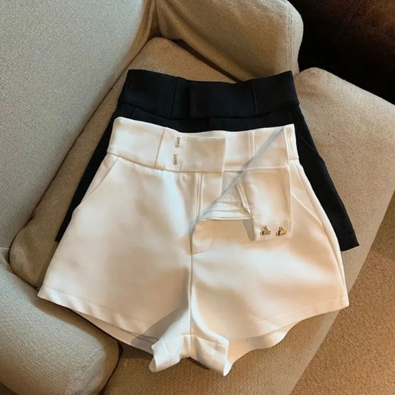 Lunarie Black Elegance Shorts: Urban Sophistication with Distinct Shine