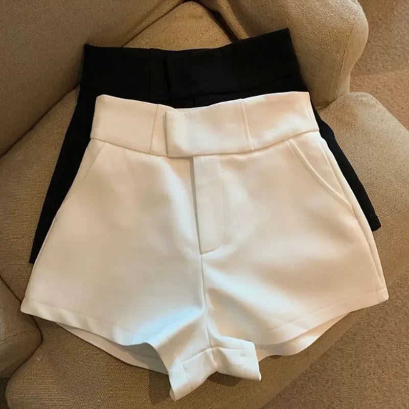 Lunarie Black Elegance Shorts: Urban Sophistication with Distinct Shine