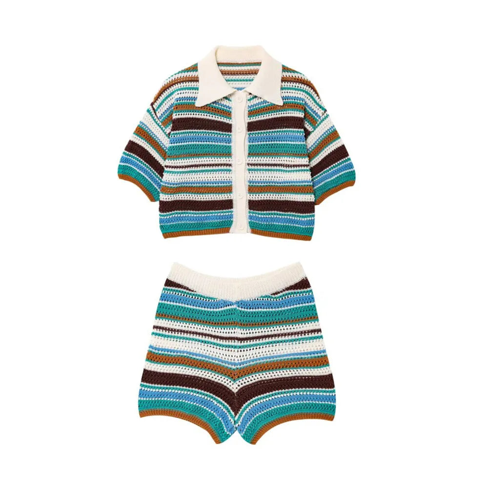 Lunarie Striped Polo Set: Refined Timelessness for Autumn