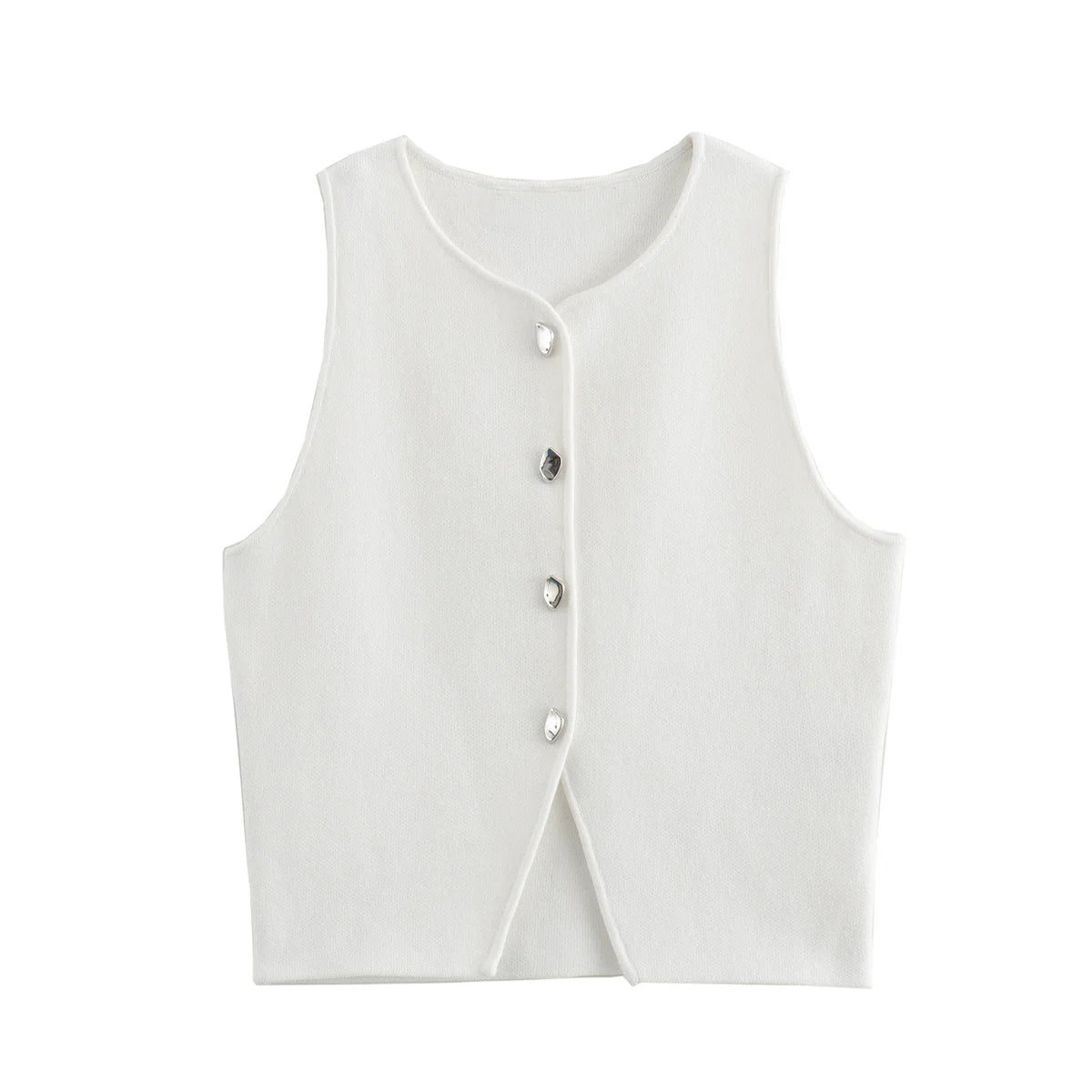 Lunarie Pure Knit Top: Refined Minimalism in White Knitwear