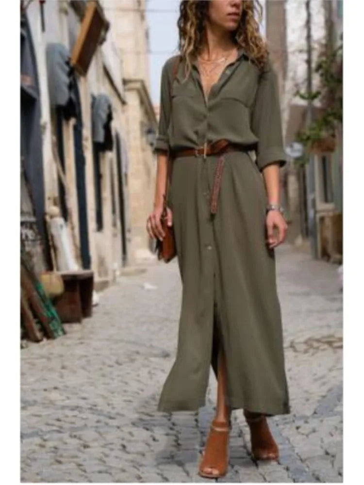 Lunarie Lapel Luxe Dress: Effortless Elegance with a Contemporary Touch