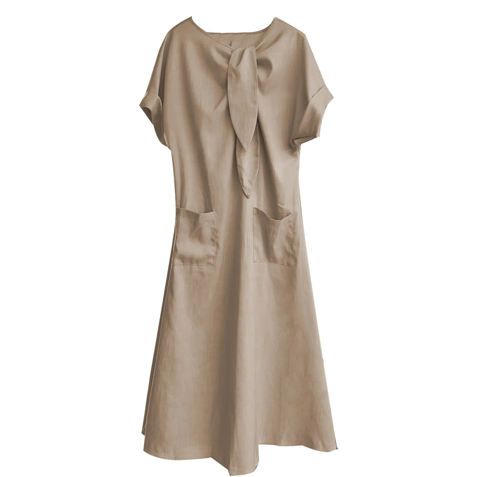 Lunarie Bow Grace Dress: Flowing Maxi with Bow and Pockets for Summer 2025