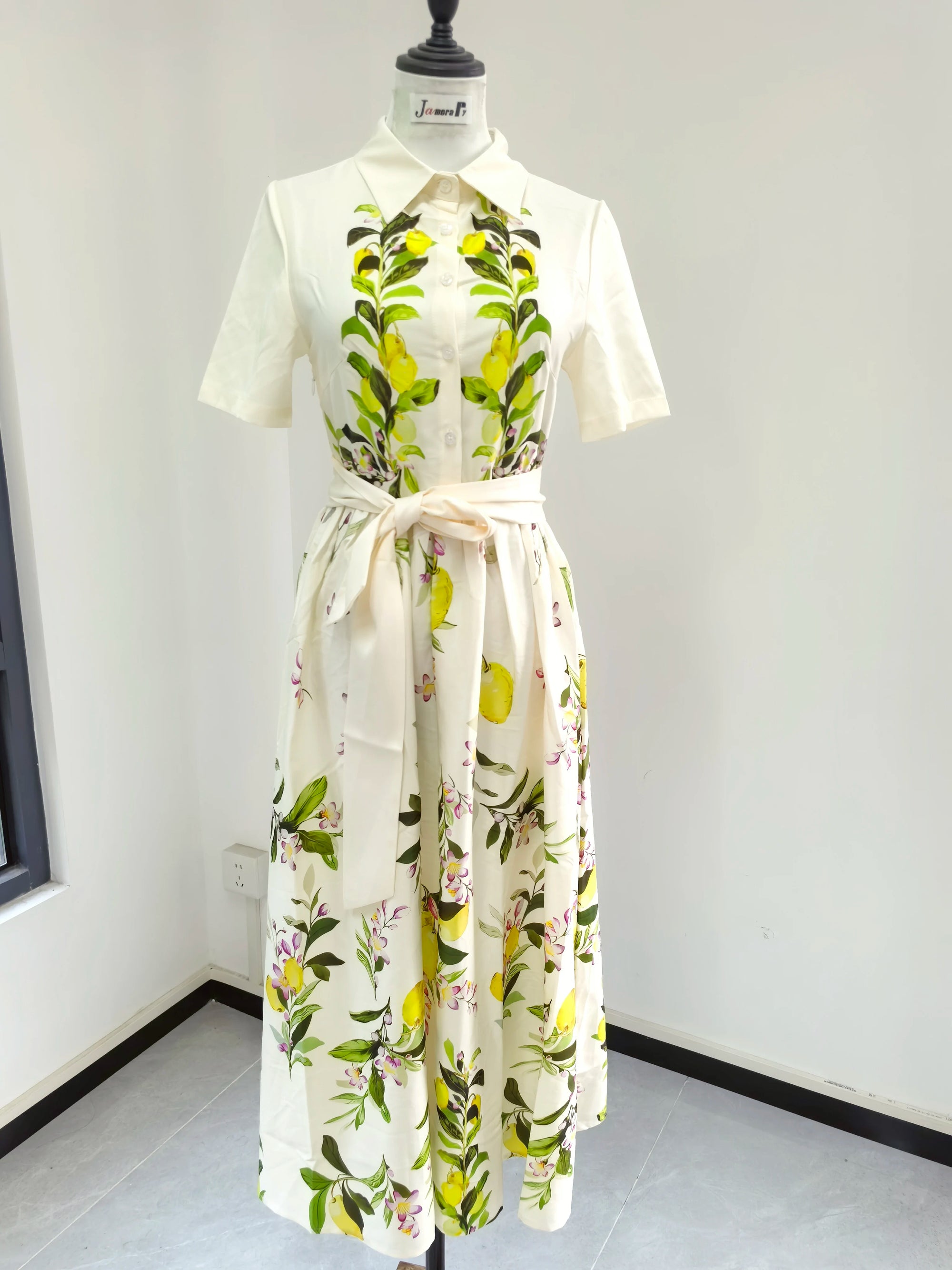 Lunarie Pears Bloom Dress: Floral Midi with Casual Elegance and Feminine Silhouette