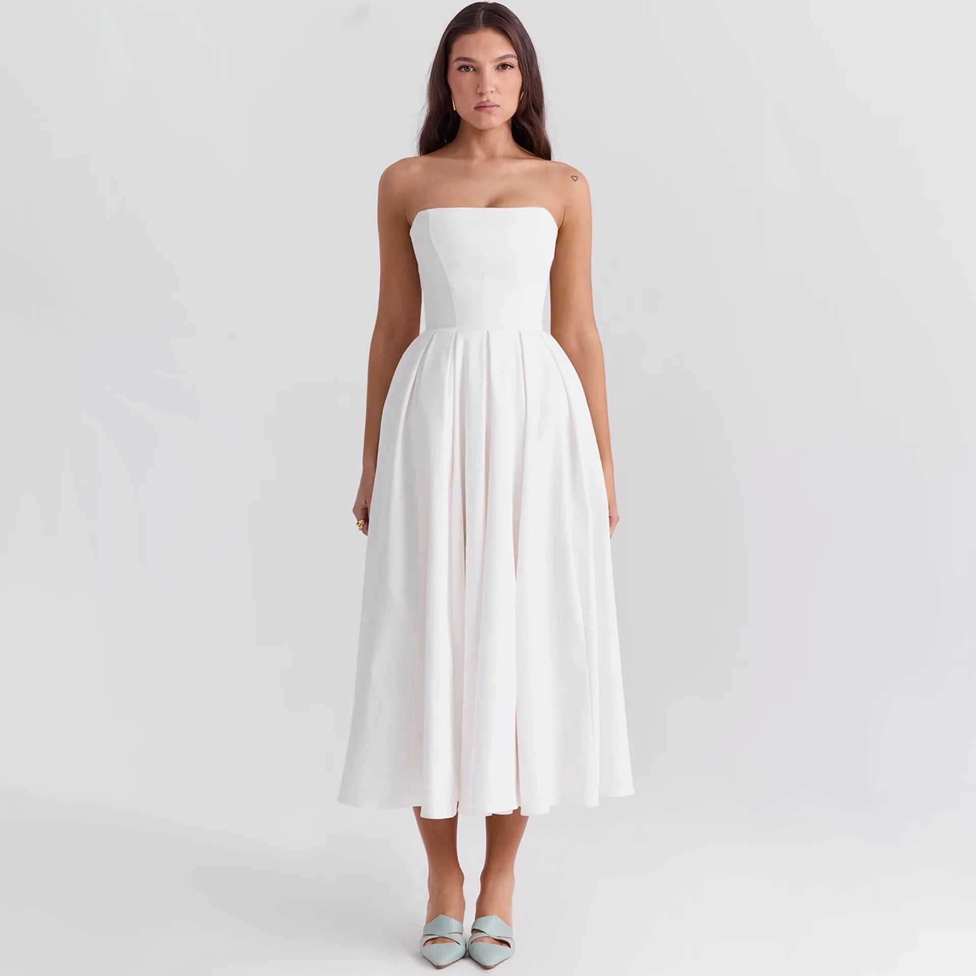 Lunarie Soleil Dress: Strapless Elegance and Fluid Silhouette for Summer