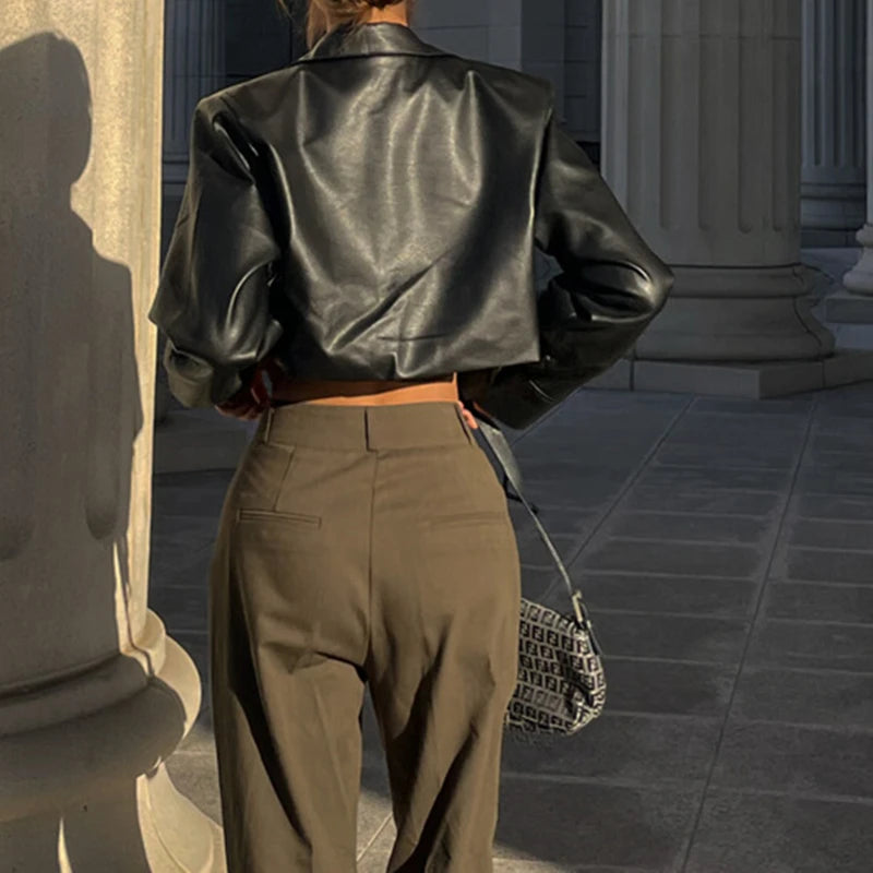 Lunarie Faux Leather Jacket: Urban Luxury with Exclusive Details