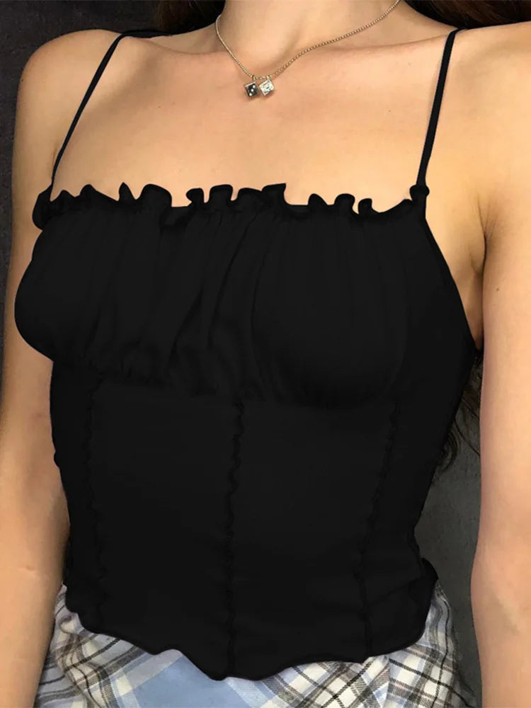Lunarie Svelte Ruffles Top: Sunlit Sophistication in Every Move
