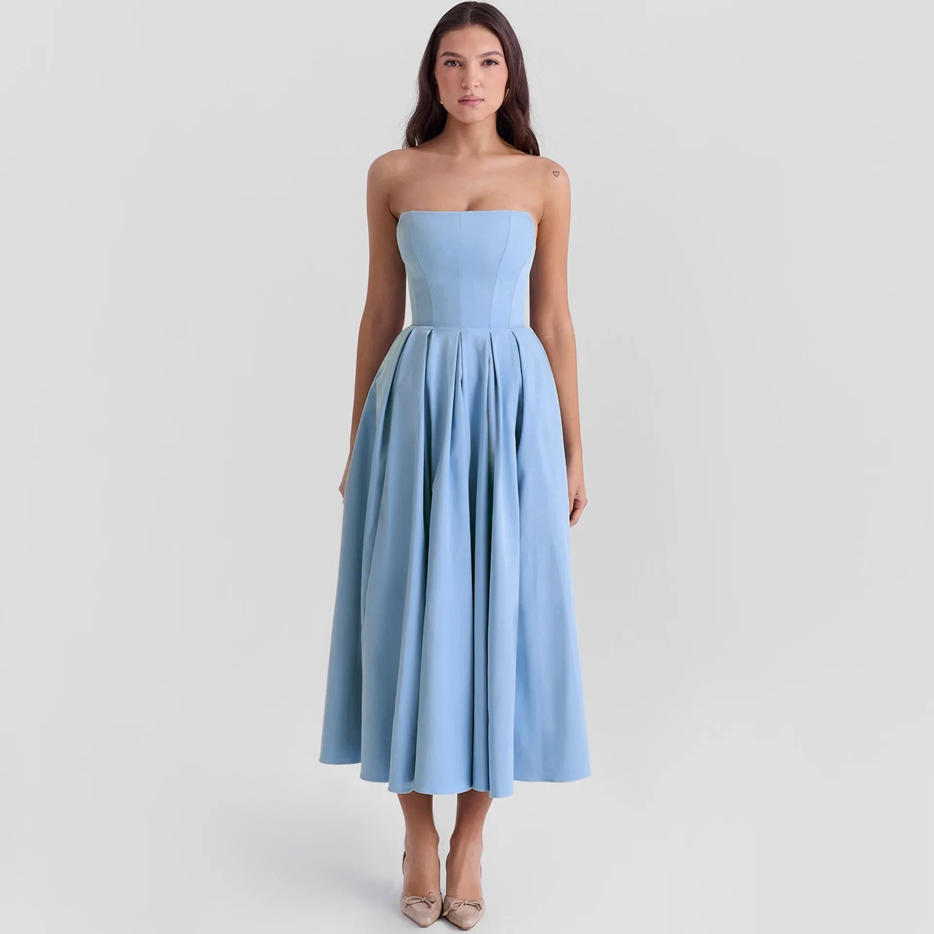 Lunarie Soleil Dress: Strapless Elegance and Fluid Silhouette for Summer