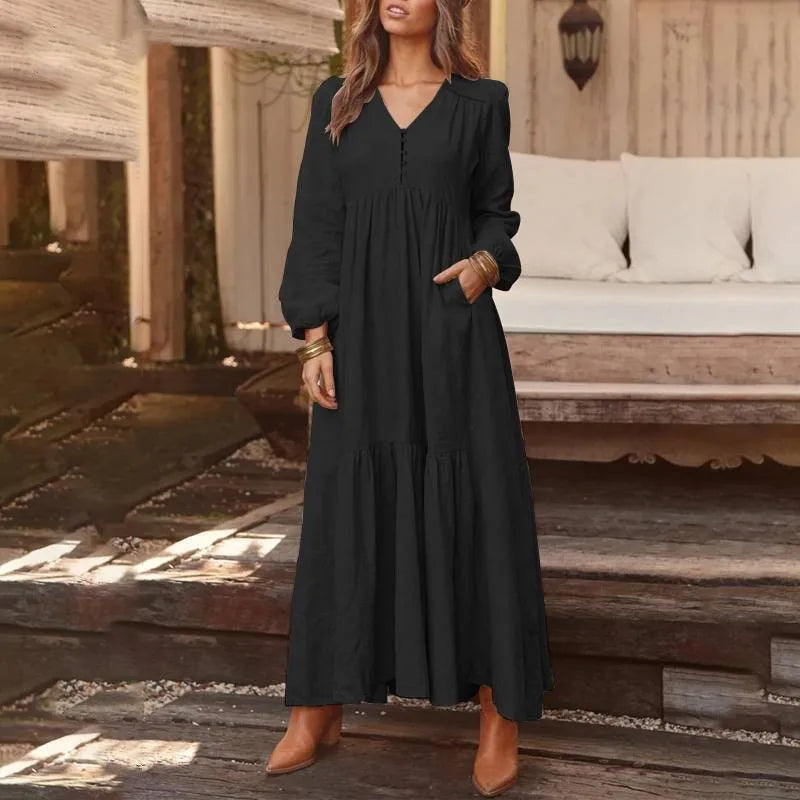 Lunarie Cotton Retro Dress: Vintage Elegance and Timeless Comfort