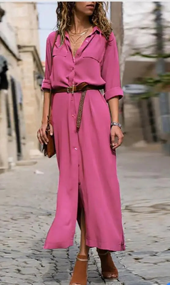 Lunarie Lapel Luxe Dress: Effortless Elegance with a Contemporary Touch