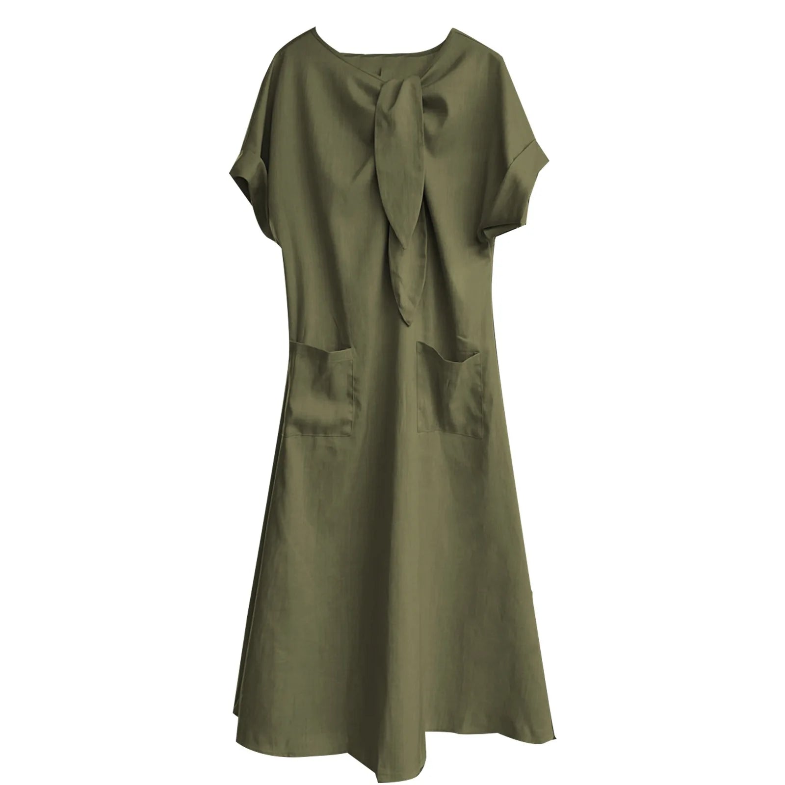 Lunarie Bow Grace Dress: Flowing Maxi with Bow and Pockets for Summer 2025
