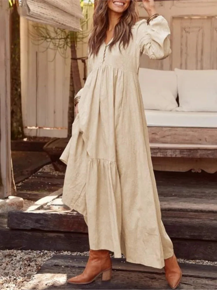 Lunarie Cotton Retro Dress: Vintage Elegance and Timeless Comfort