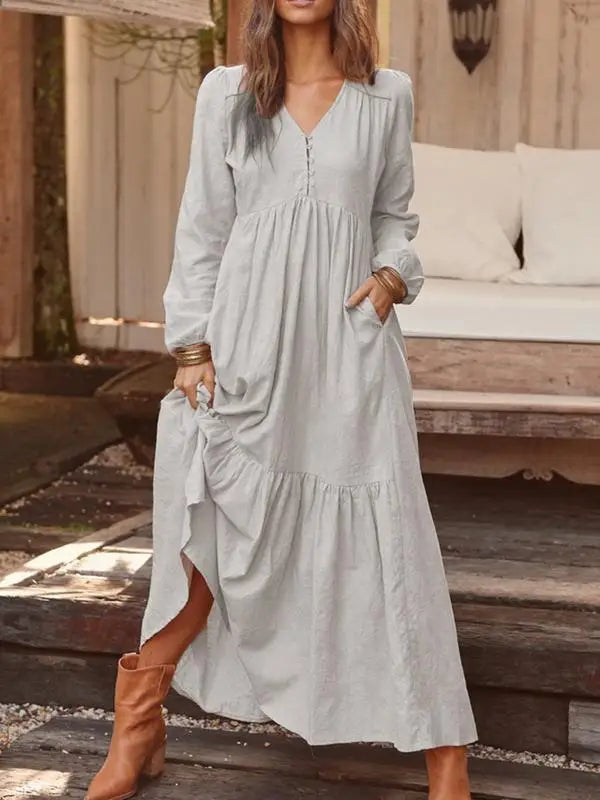 Lunarie Cotton Retro Dress: Vintage Elegance and Timeless Comfort