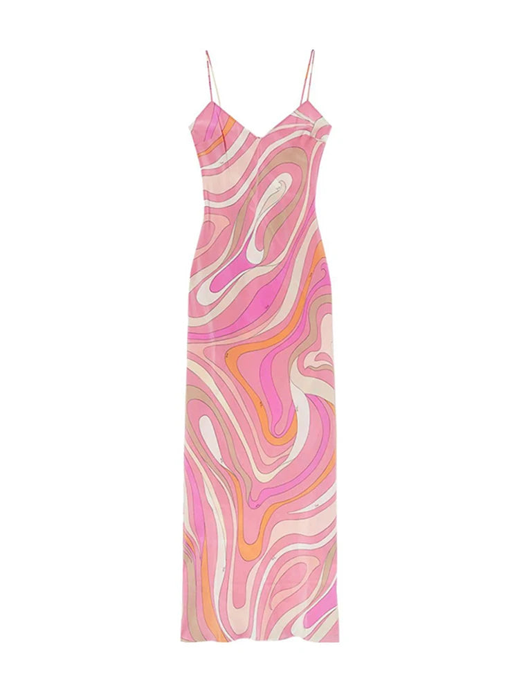 Lunarie Rainbow Whisper Dress: Fairycore Elegance with Delicate Straps and Midi Split