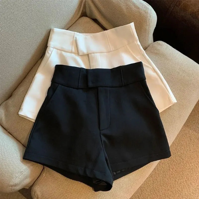 Lunarie Black Elegance Shorts: Urban Sophistication with Distinct Shine
