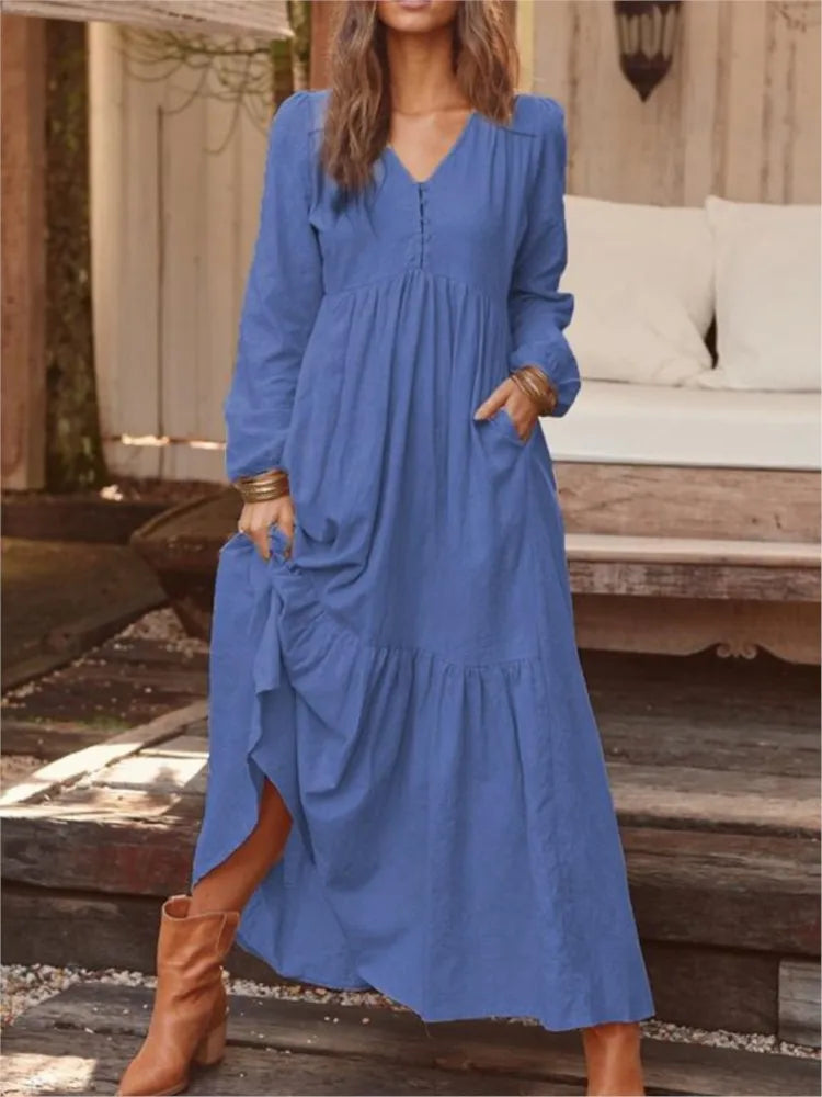 Lunarie Cotton Retro Dress: Vintage Elegance and Timeless Comfort